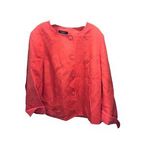 Talbots Orange Linen‎ Button down 3/4 length sleeve Cropped Jacket
